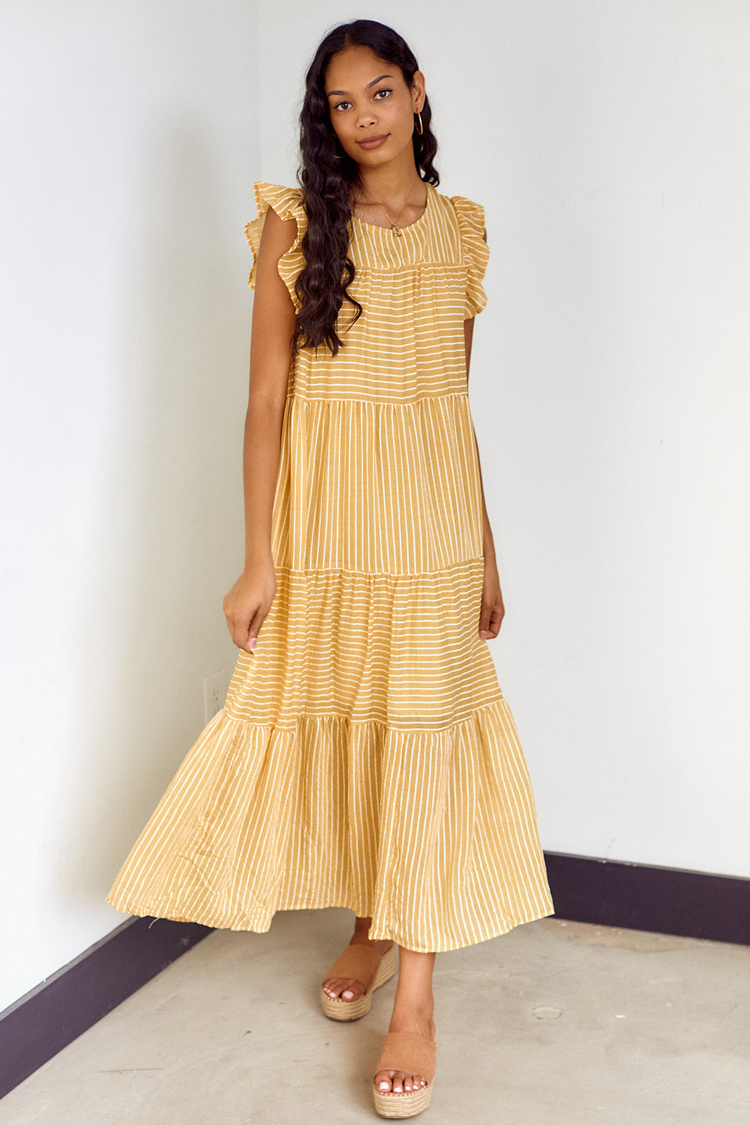 Martinez Striped Tiered Maxi Dress