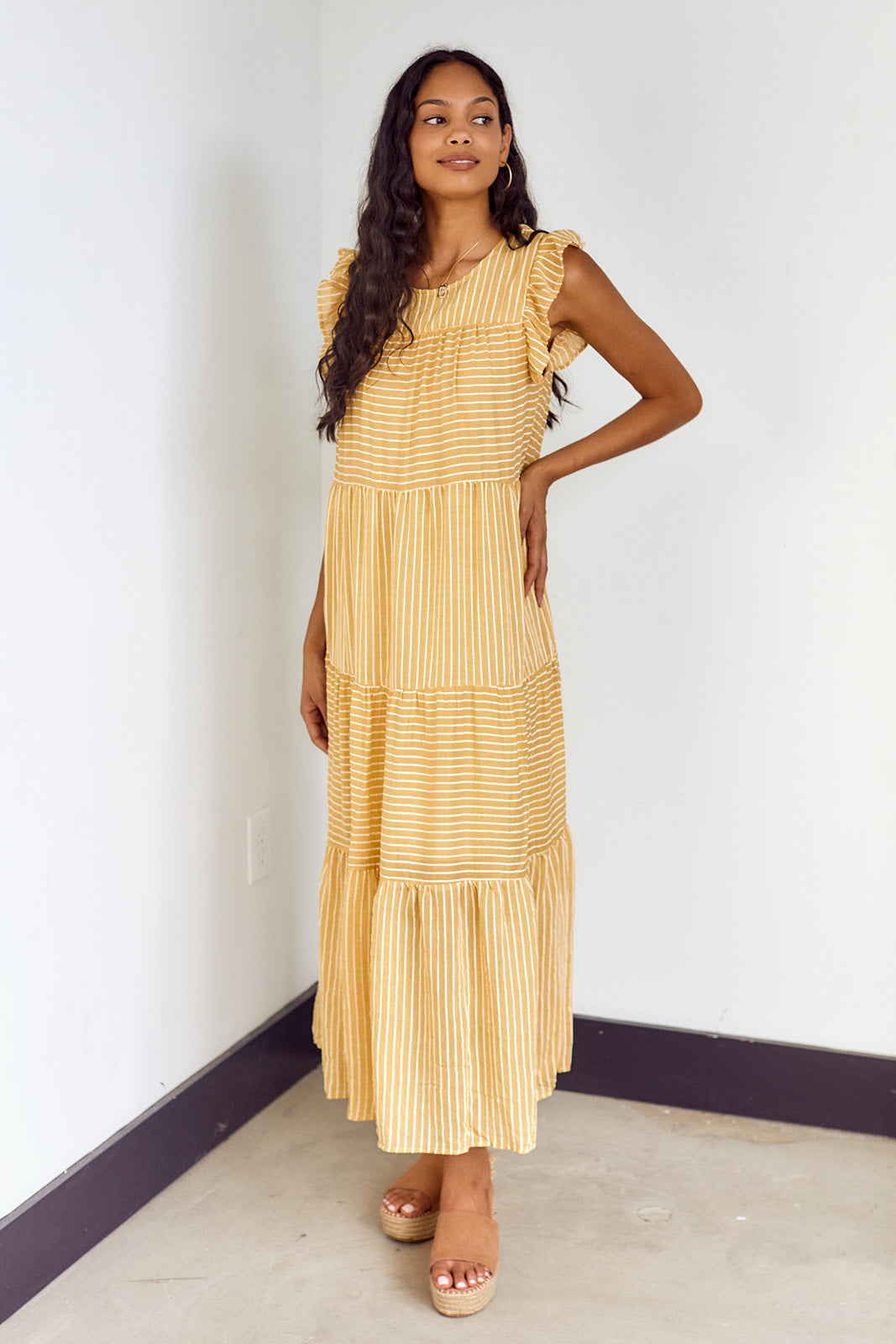 Martinez Striped Tiered Maxi Dress