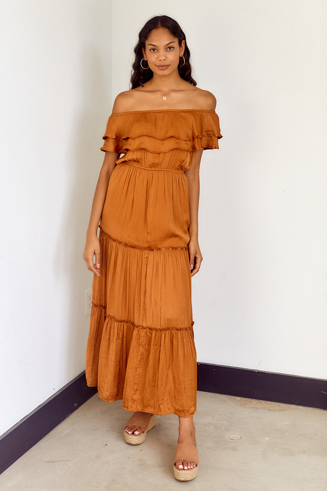 Loretta Ruffled Off Shoulder Maxi Dress