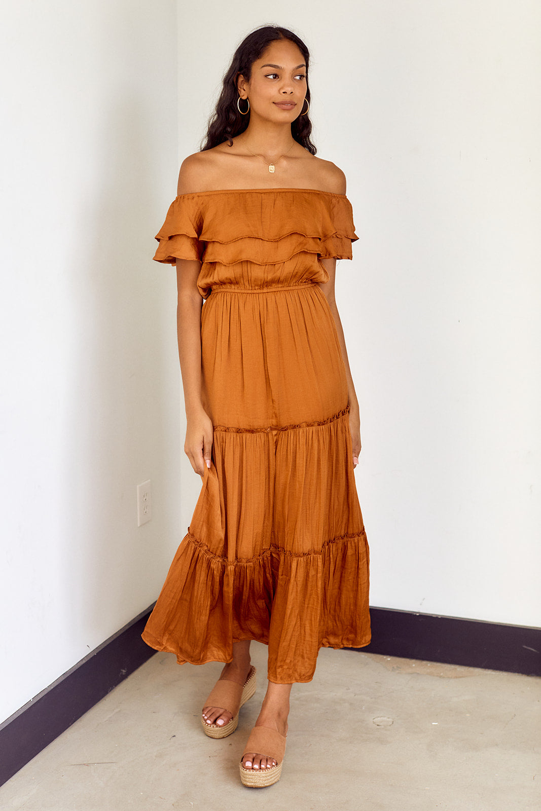 Loretta Ruffled Off Shoulder Maxi Dress