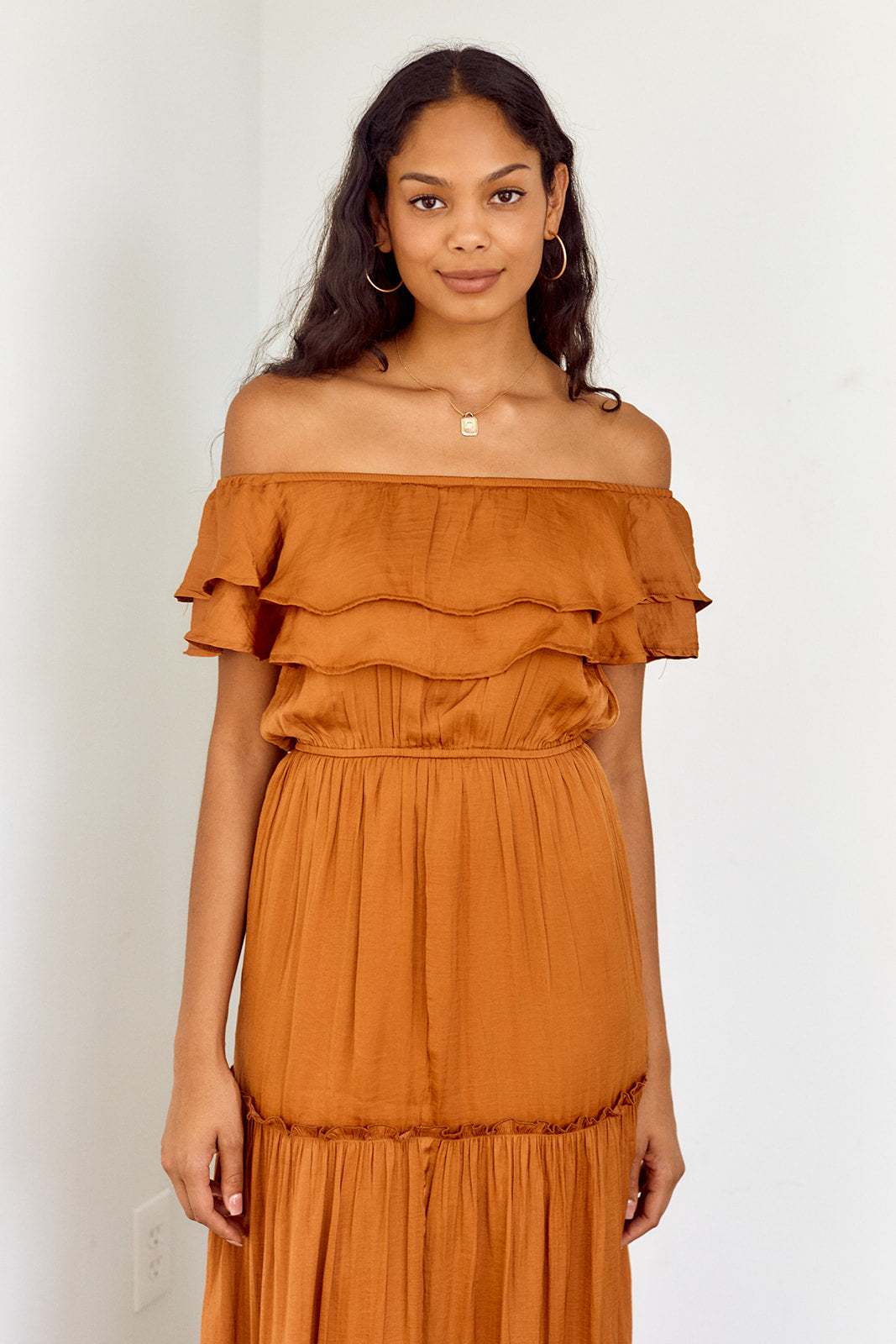 Loretta Ruffled Off Shoulder Maxi Dress