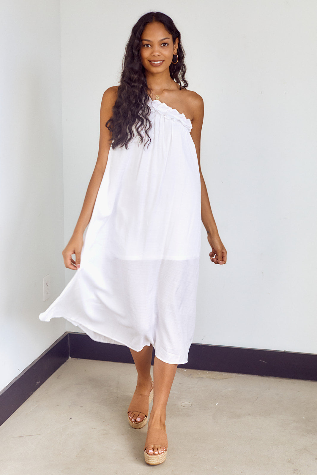 Carambie Ruffled One Shoulder Maxi Dress