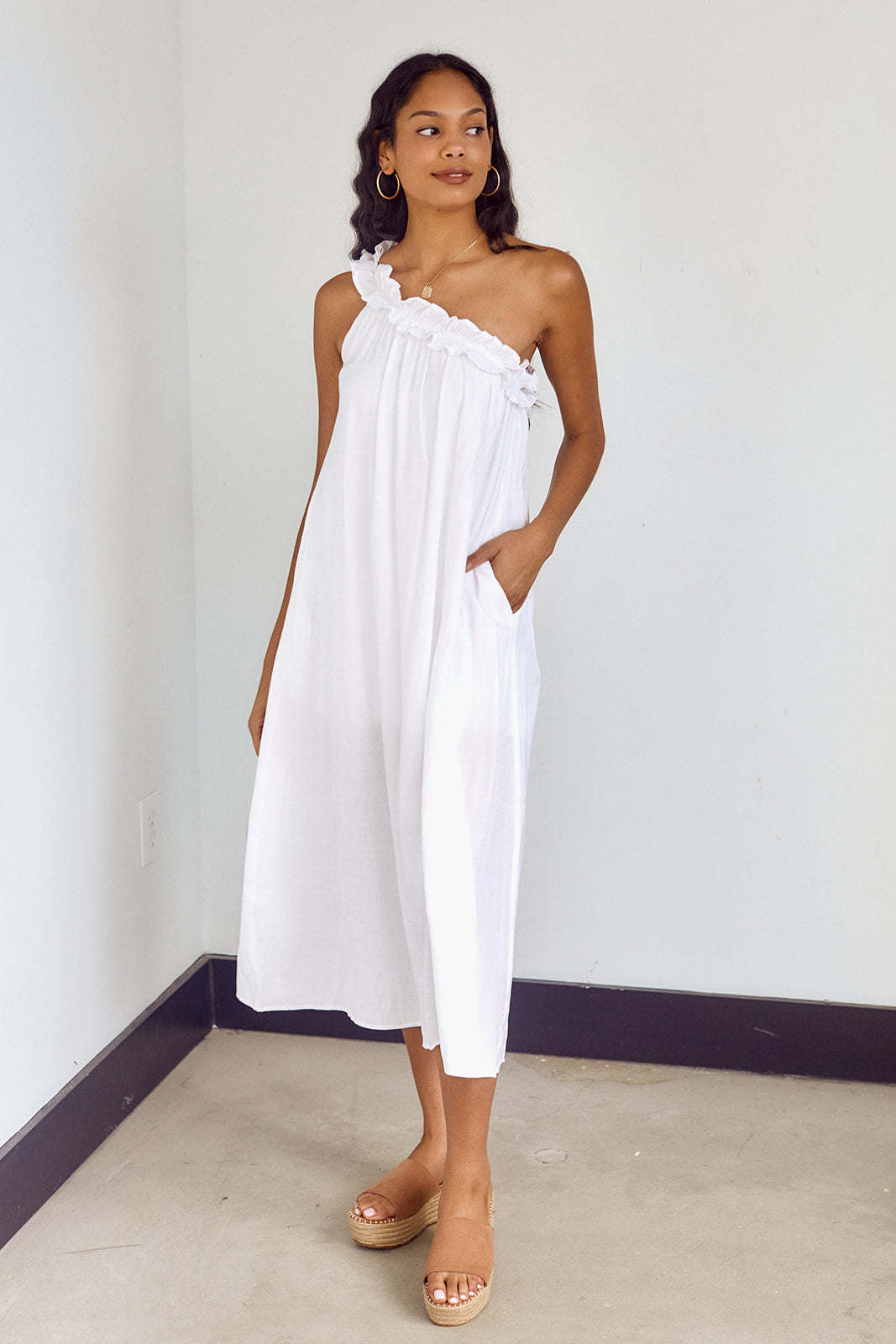 Carambie Ruffled One Shoulder Maxi Dress