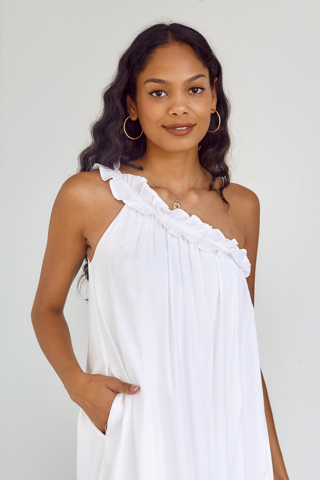 Carambie Ruffled One Shoulder Maxi Dress