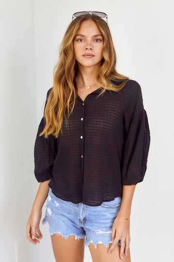 Caine Sheer Button Front Blouse
