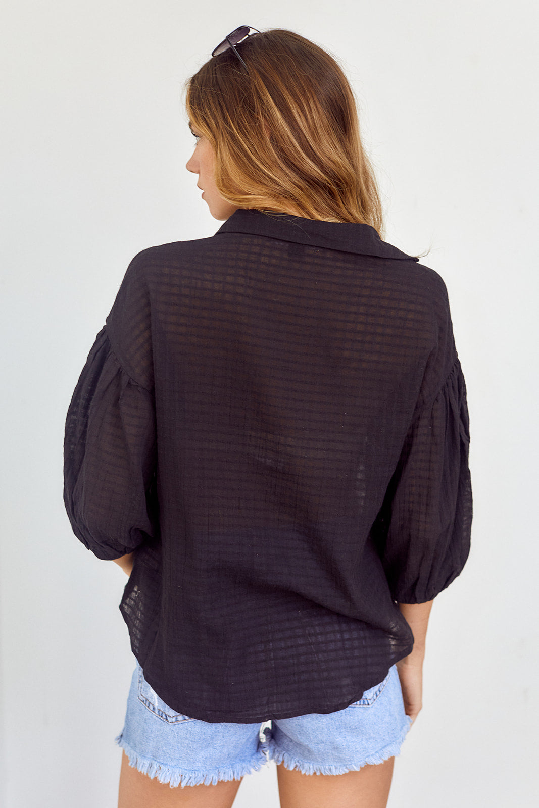 Caine Sheer Button Front Blouse