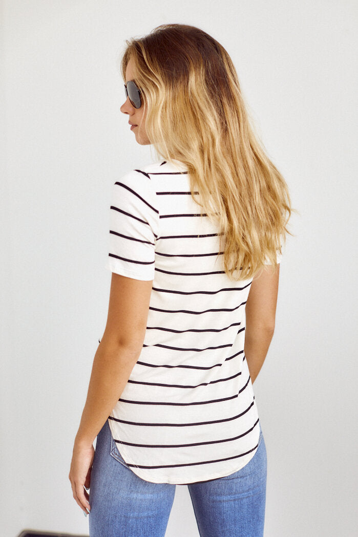 Bentley Striped V Neck Tee