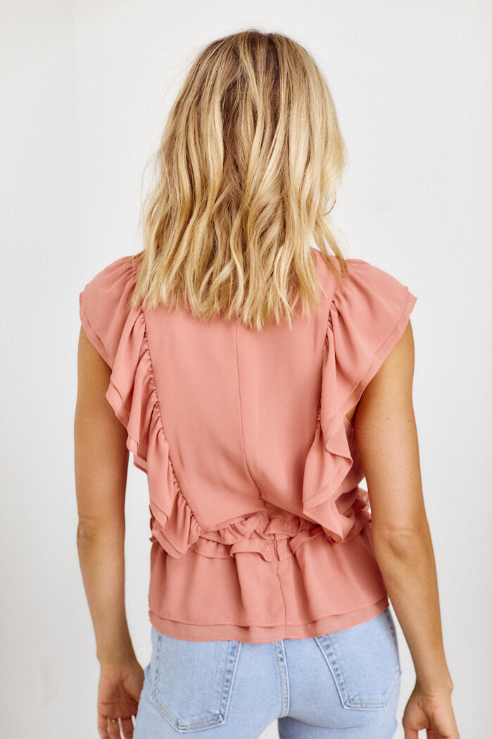 Florida Pleated Front Ruffle Detail Blouse
