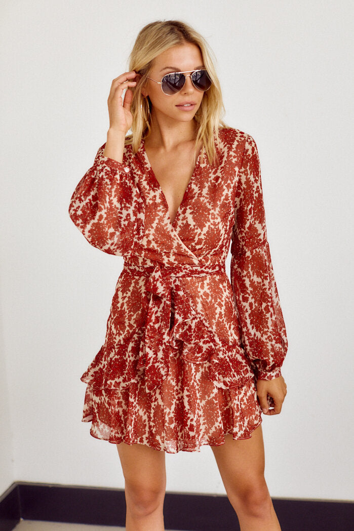 Emmalynne Printed Wrap Style Dress