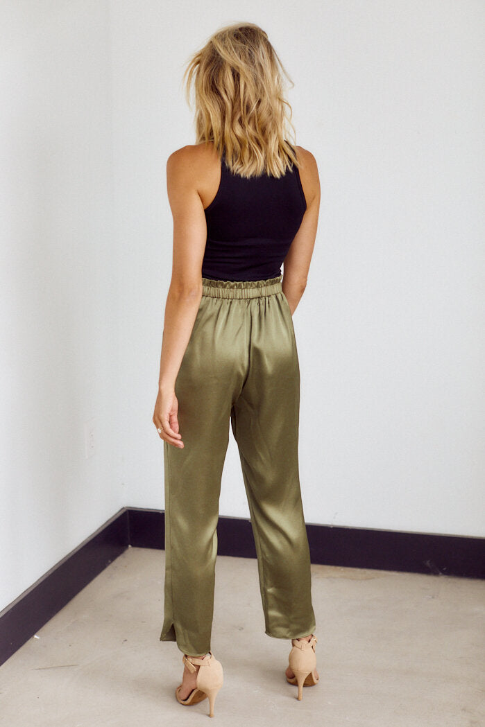 Roxie Silky Tie Waist Tailored Pant