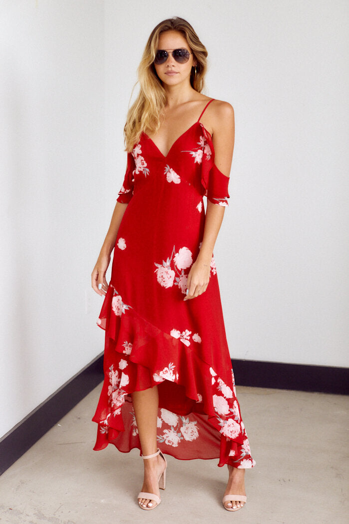 Audrey Cold Shoulder Floral Maxi