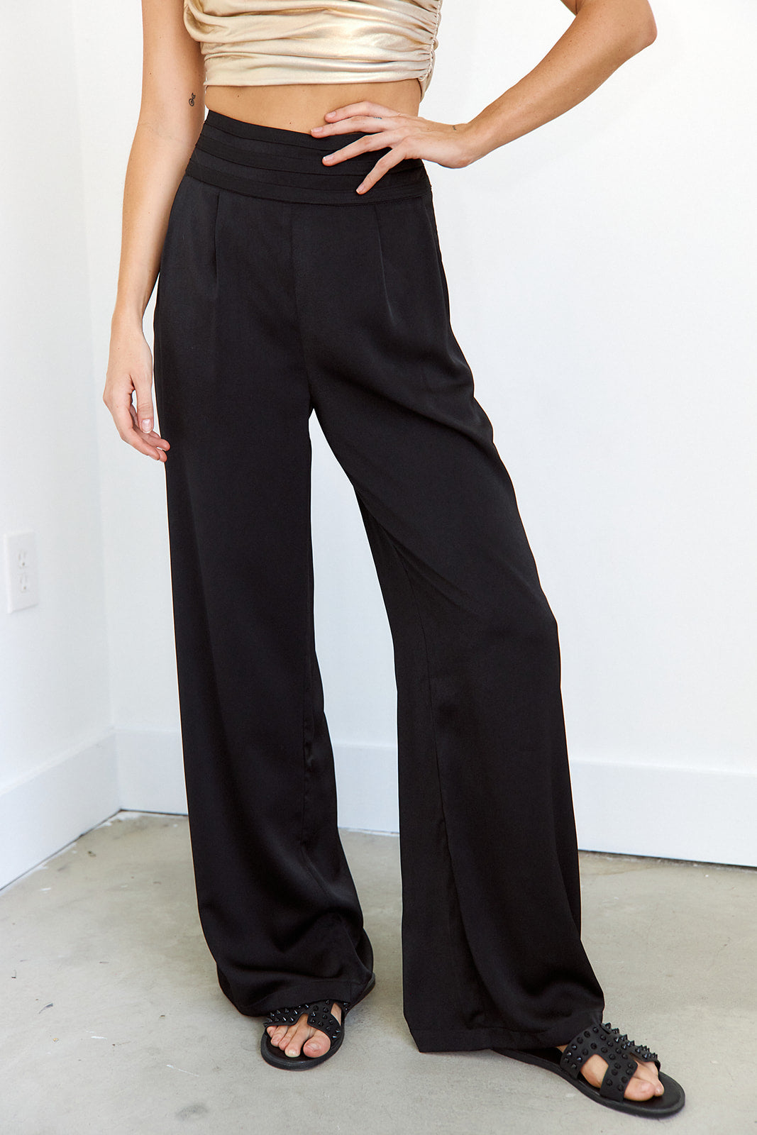 SALE- Nell Satin Wide Leg Pant