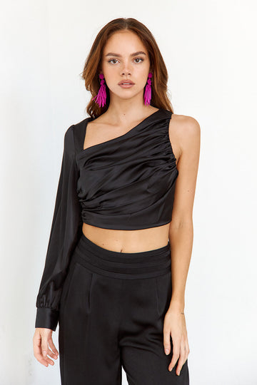 SALE - Emry One Shoulder Long Sleeve Top