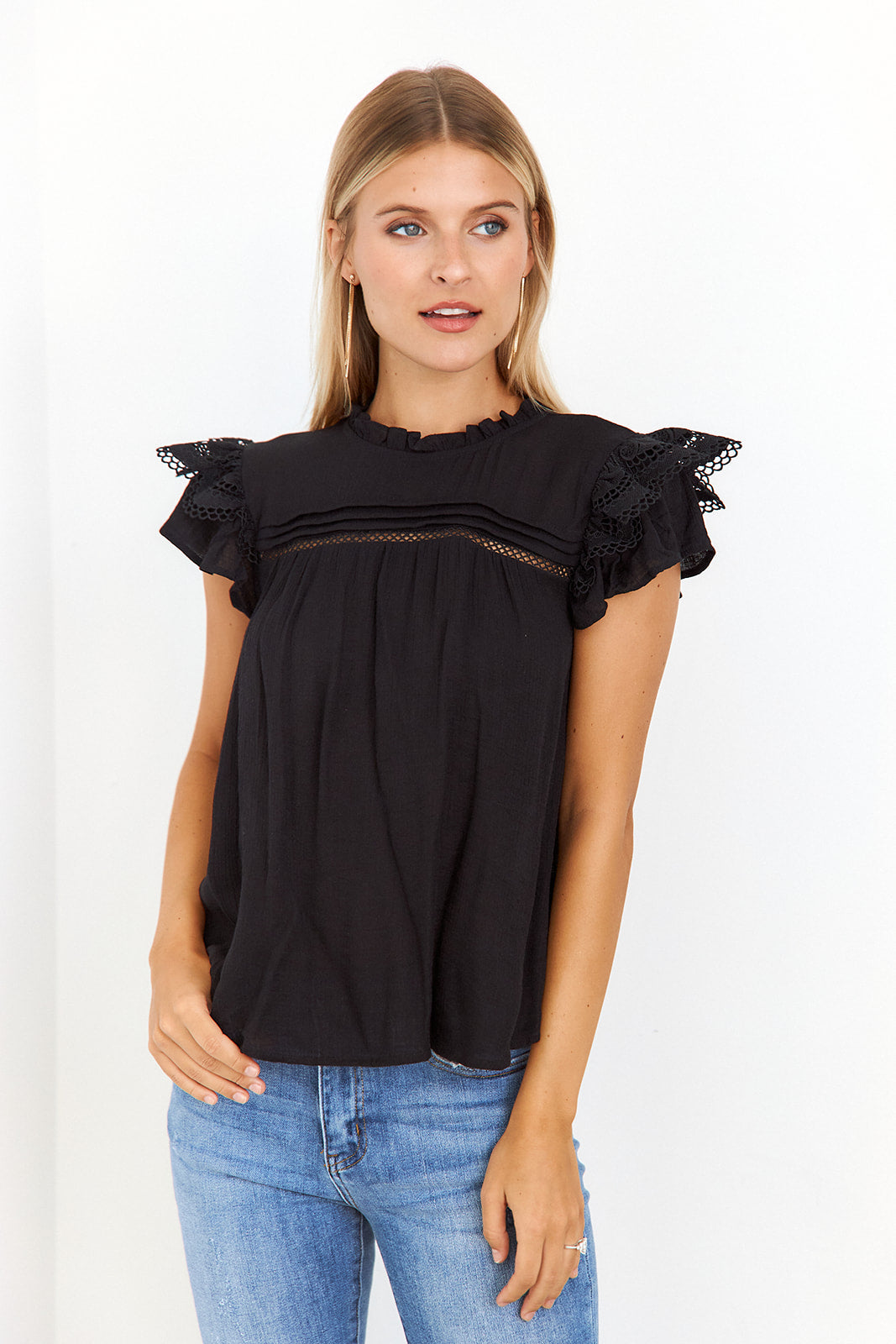 SALE- Odette Lace Detail Blouse