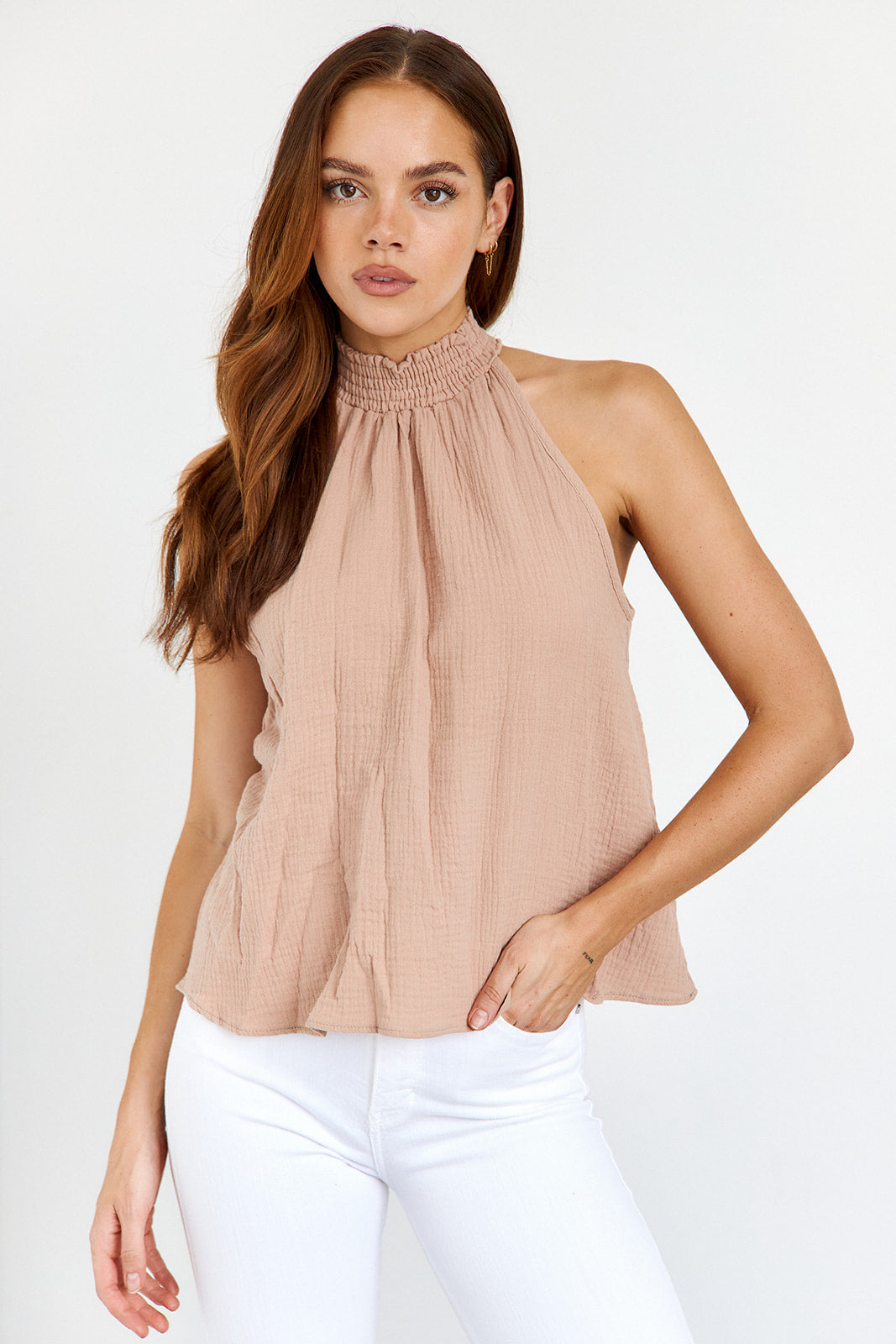 SALE - Miles High Neck Gauze Tank