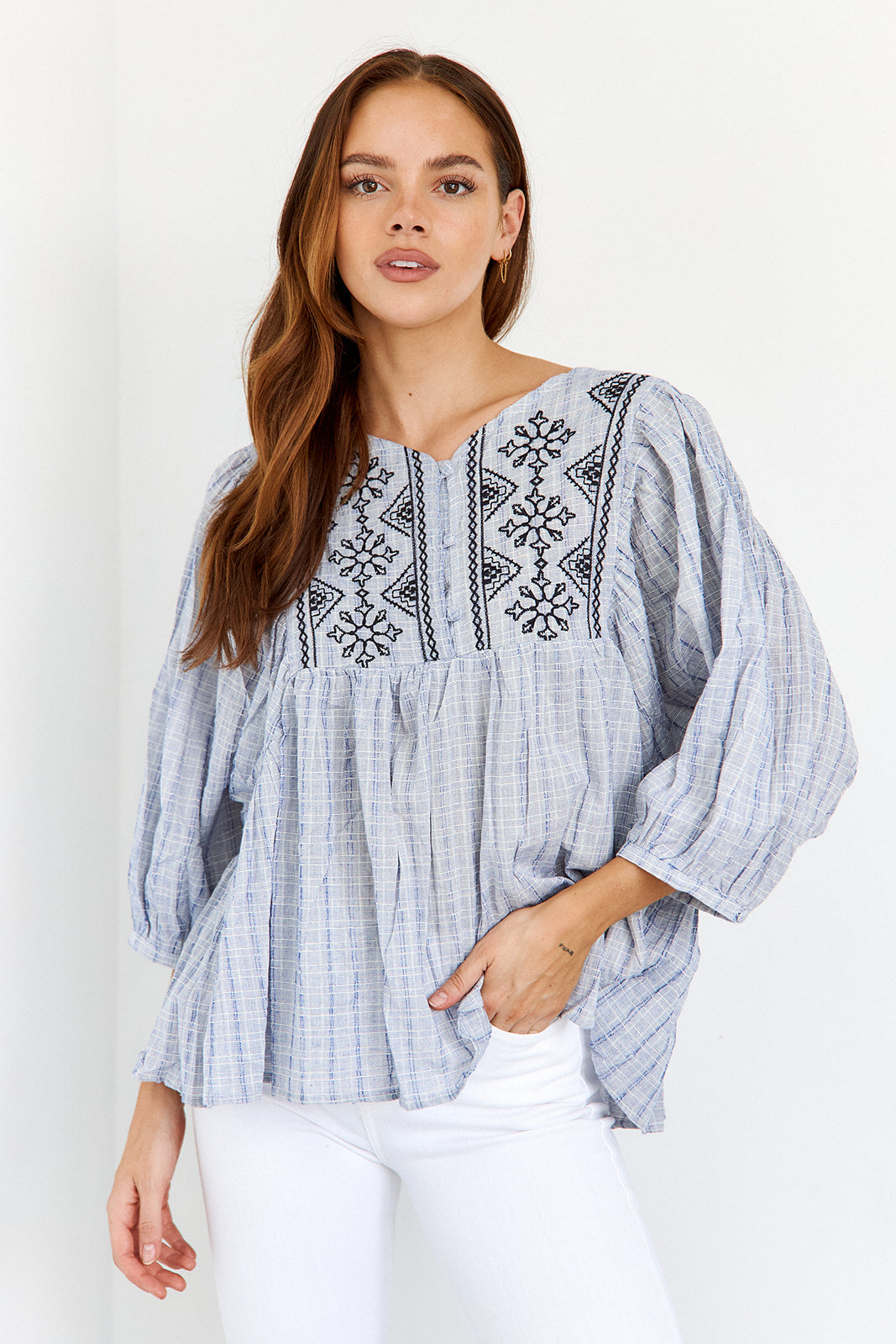 SALE- Valen Embroidered Blouse
