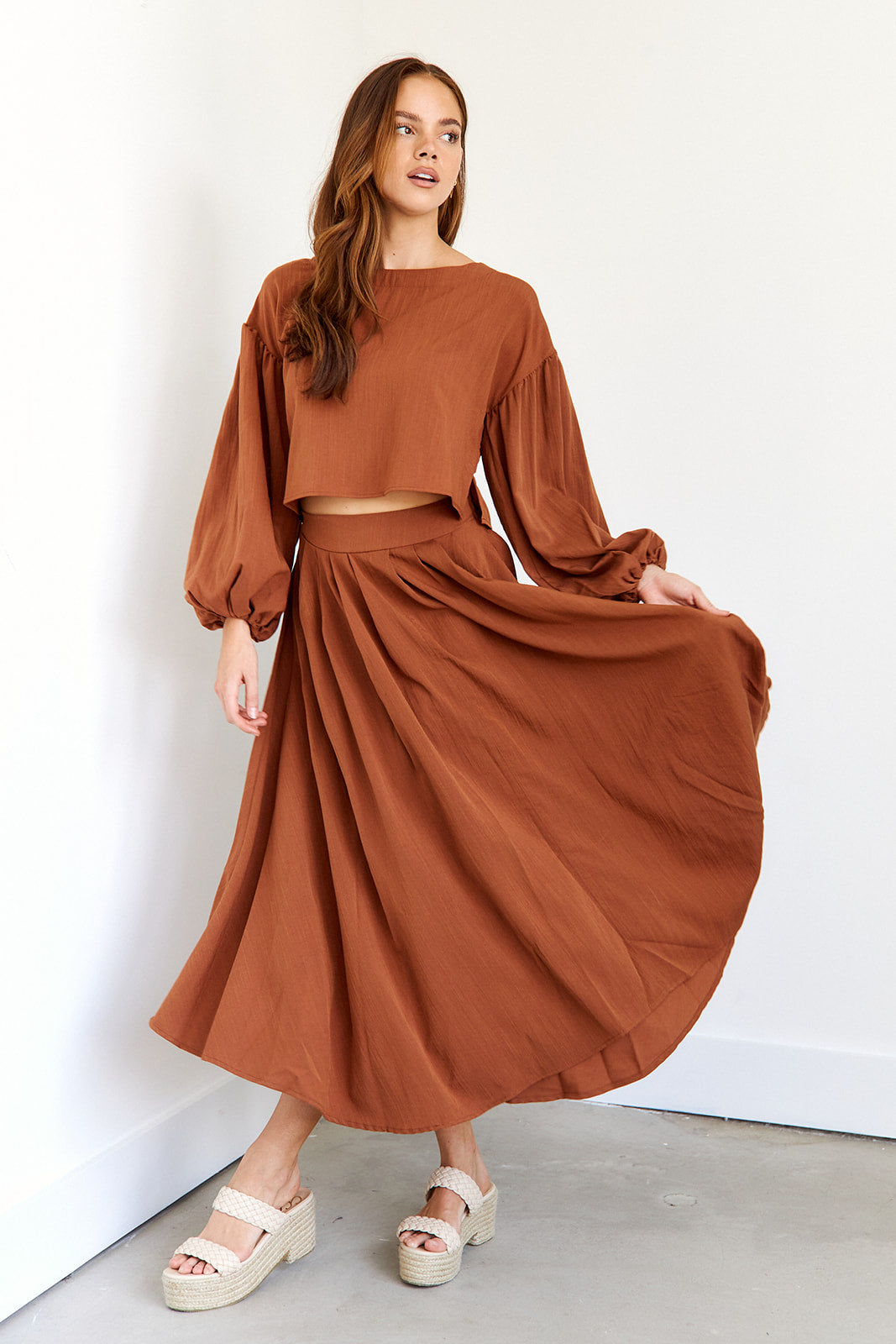 SALE - Lucinda Pleated Midi Skirt