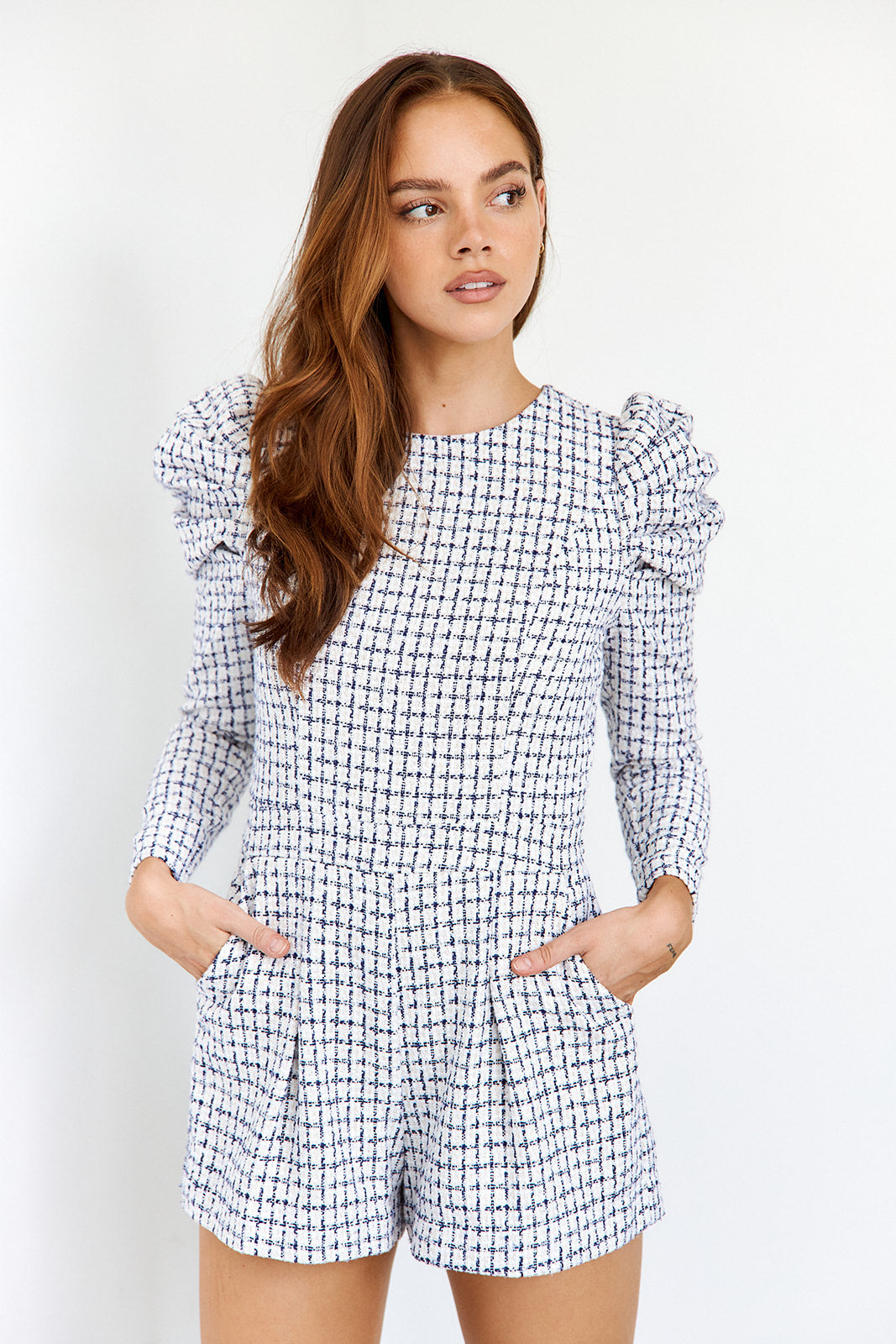SALE - Opie Tweed Puff Sleeve Romper