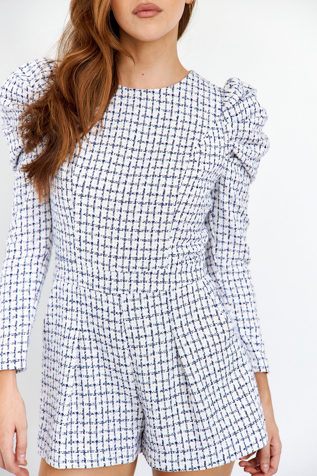 SALE - Opie Tweed Puff Sleeve Romper
