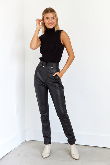 SALE - Suspicious Mid High Waist Leather Skinny Pant