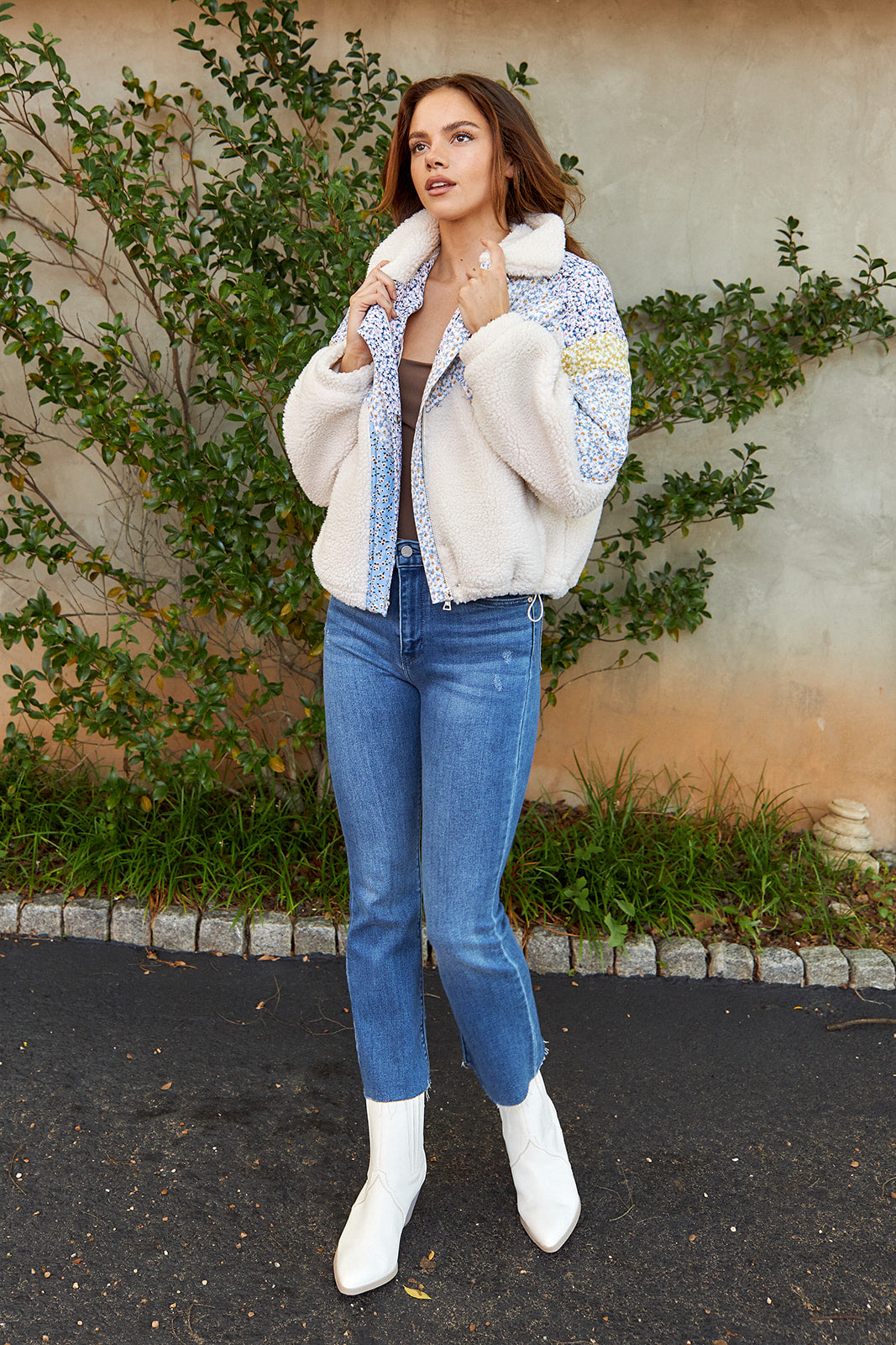 SALE - Flower Patch Sherpa Floral Patchwork Jacket
