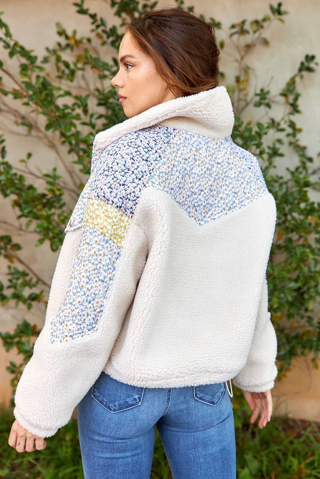 SALE - Flower Patch Sherpa Floral Patchwork Jacket