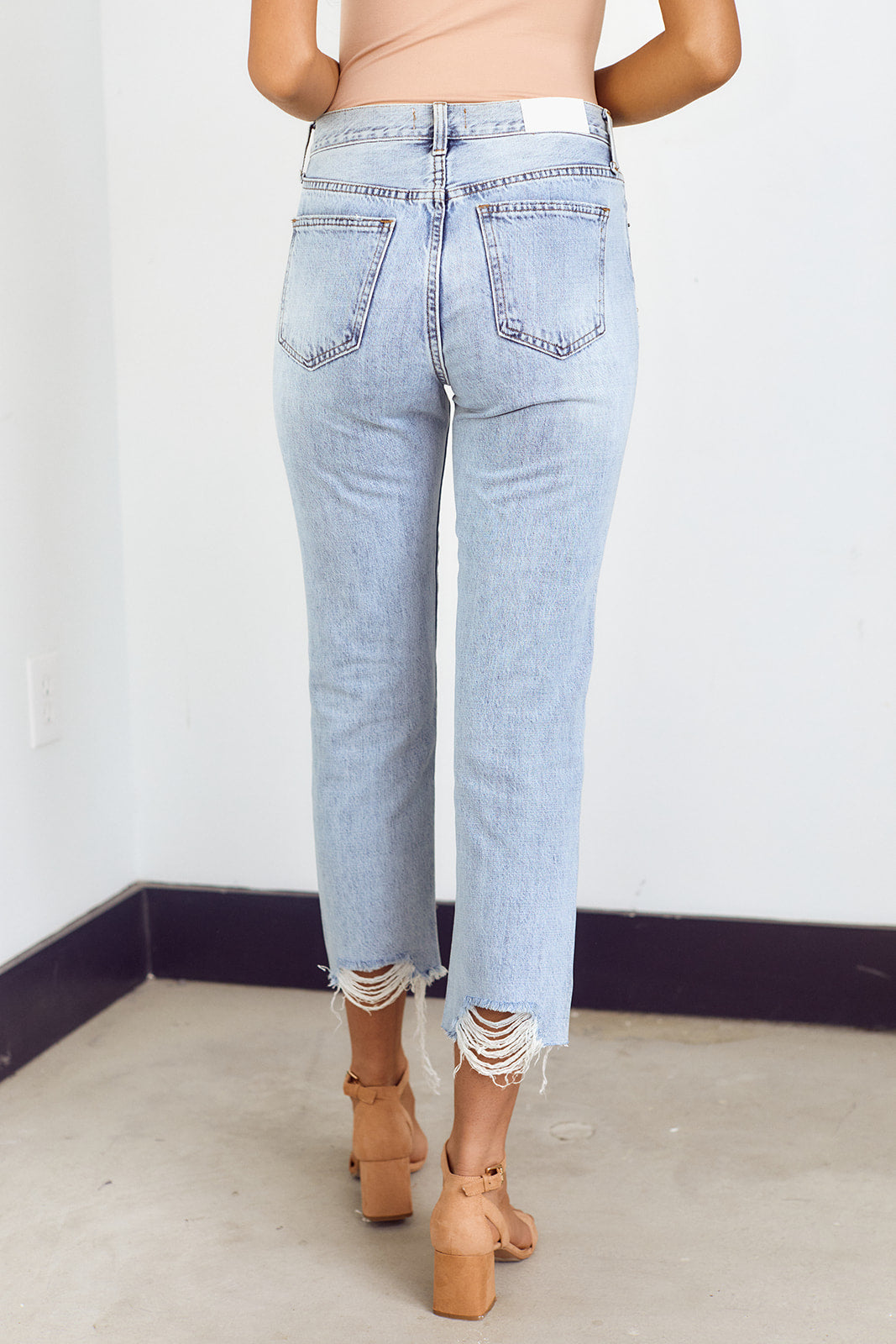 Pistola Charlie Distressed Hem Straight Leg Jean