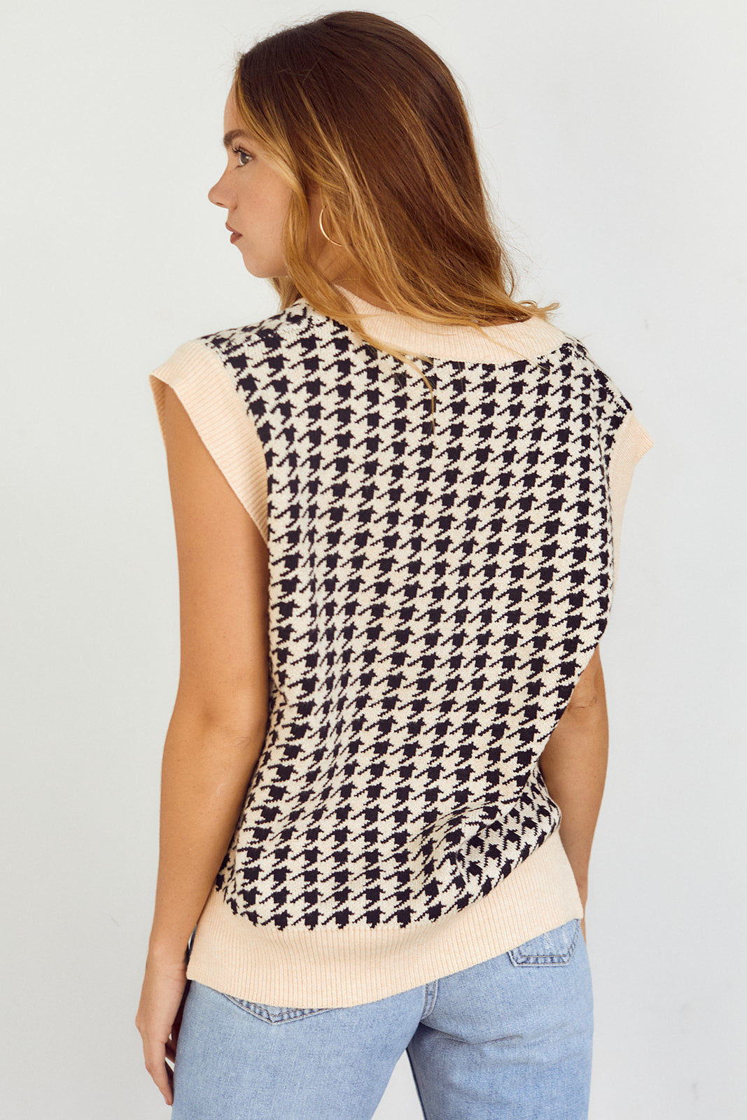 Laine Herringbone Short Sleeve Sweater