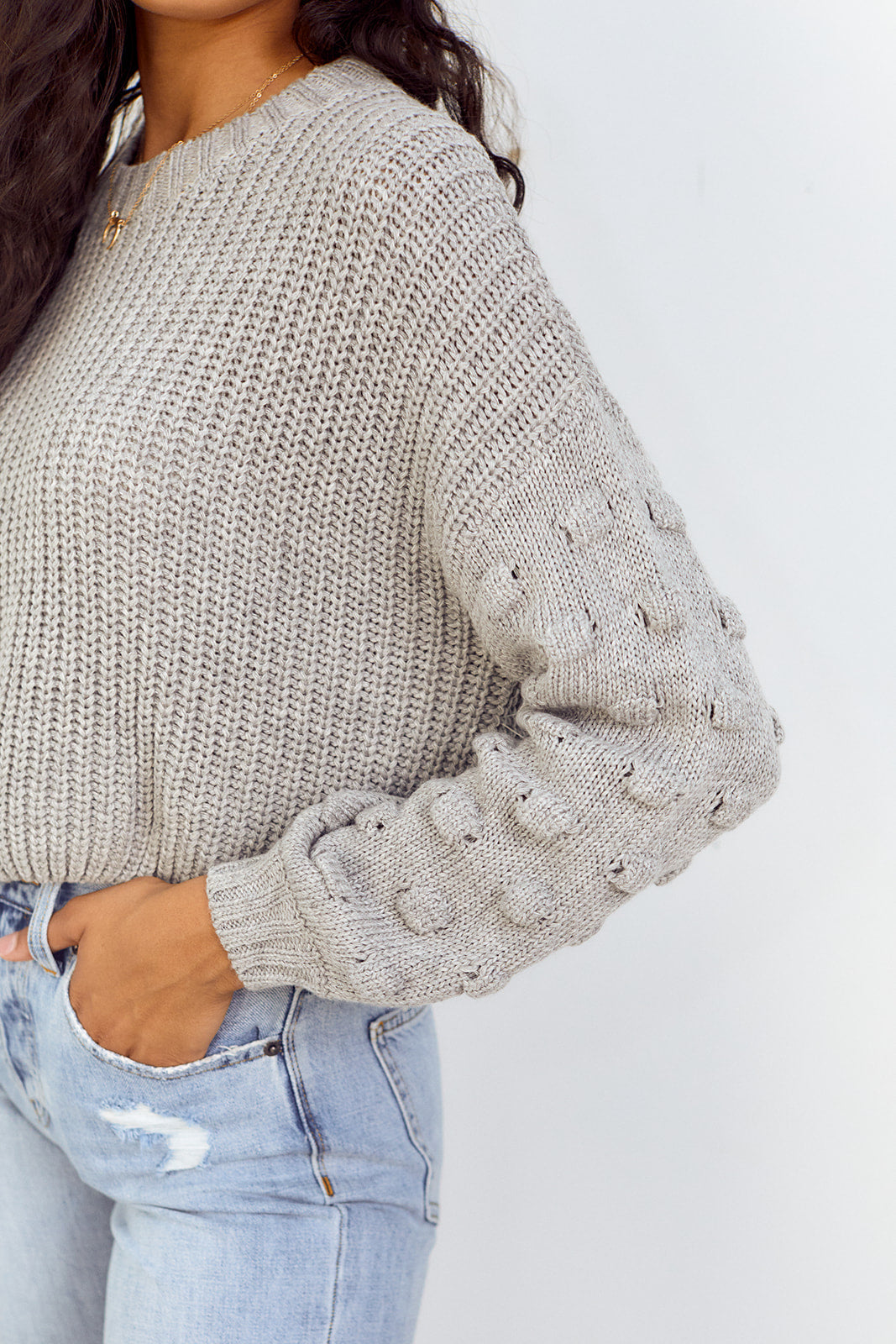Glace Polka Dot Sleeve Sweater