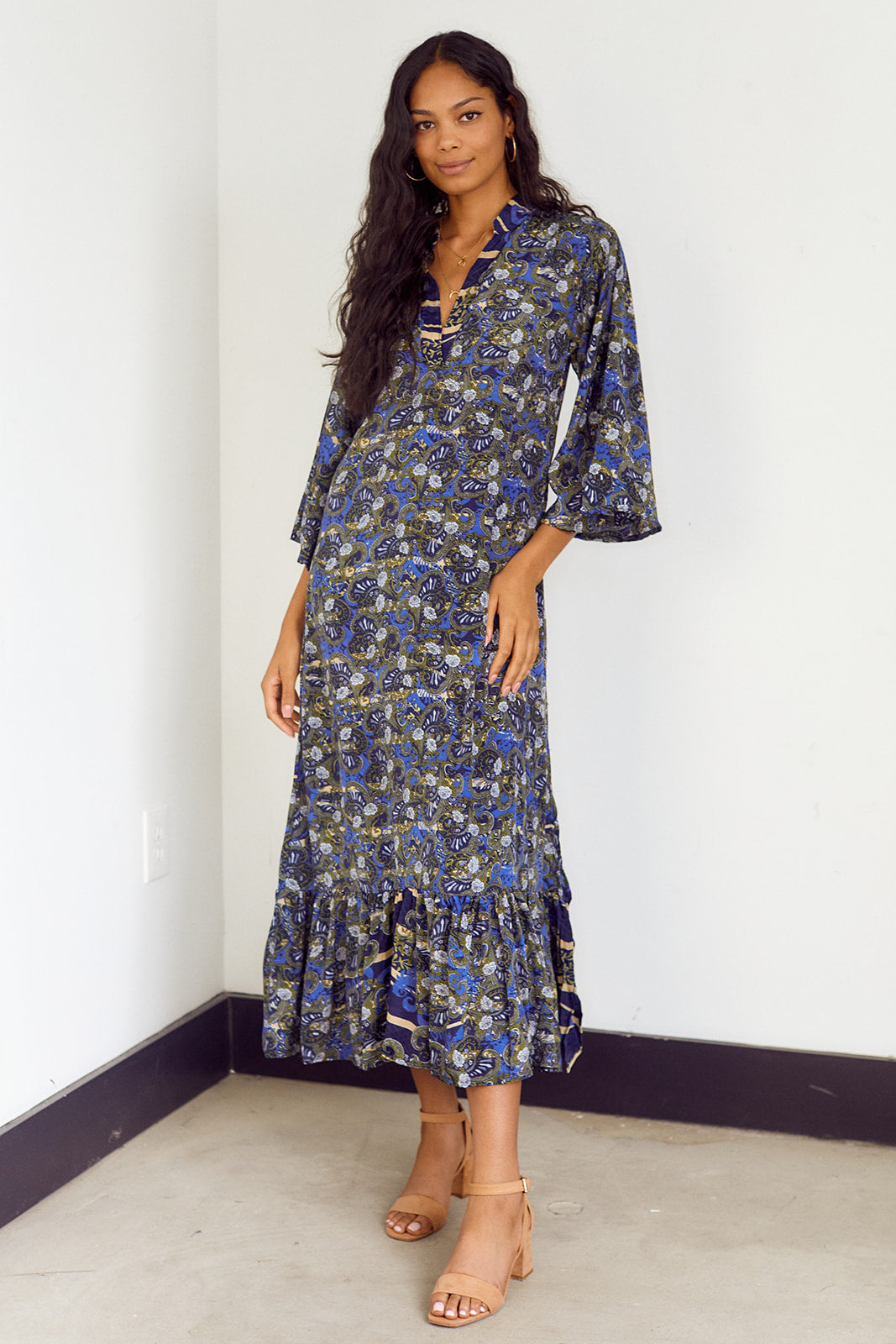 Sterling Short Sleeve Printed Maxi Dress