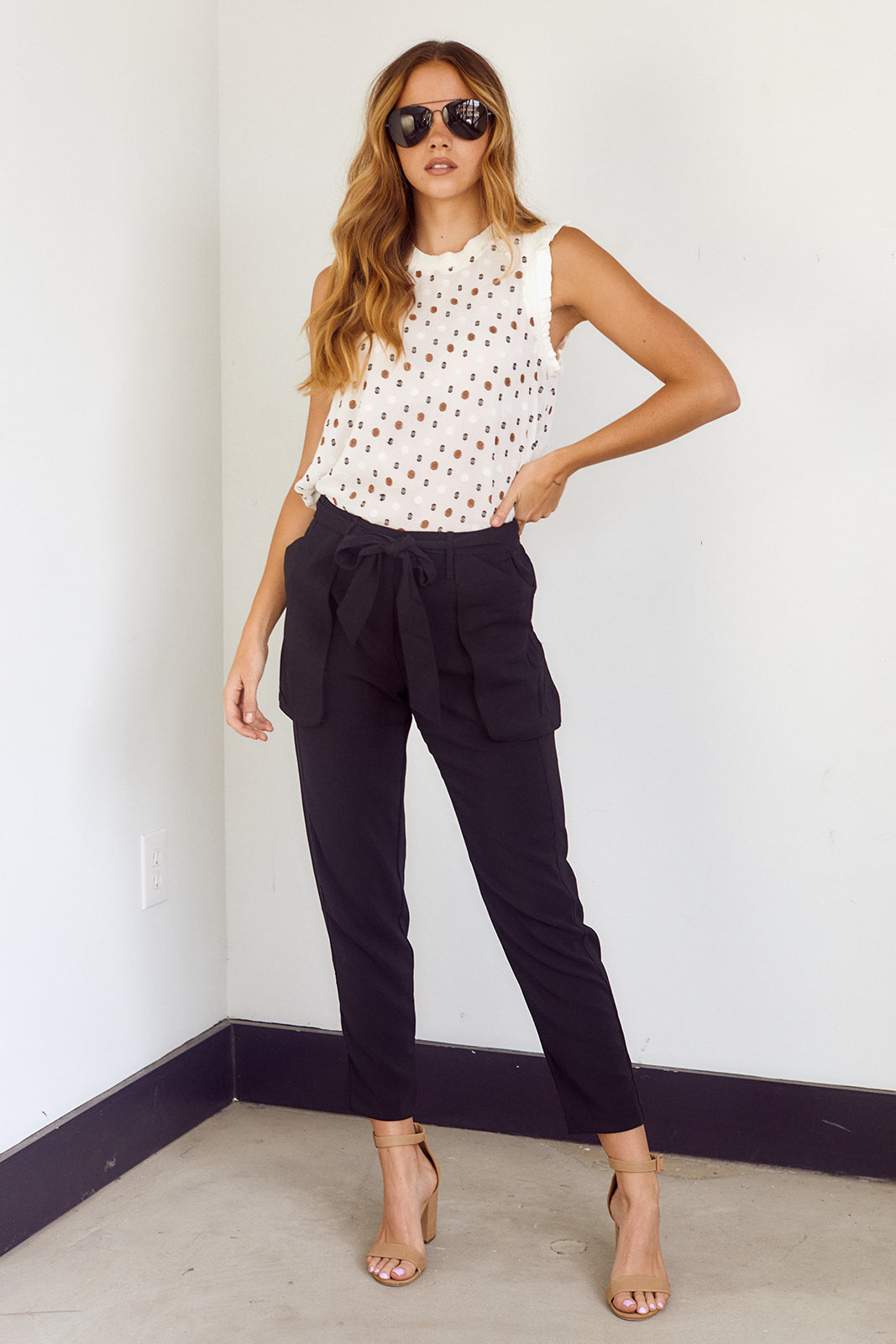 Blayne Sheer Polka Dot Detail Top