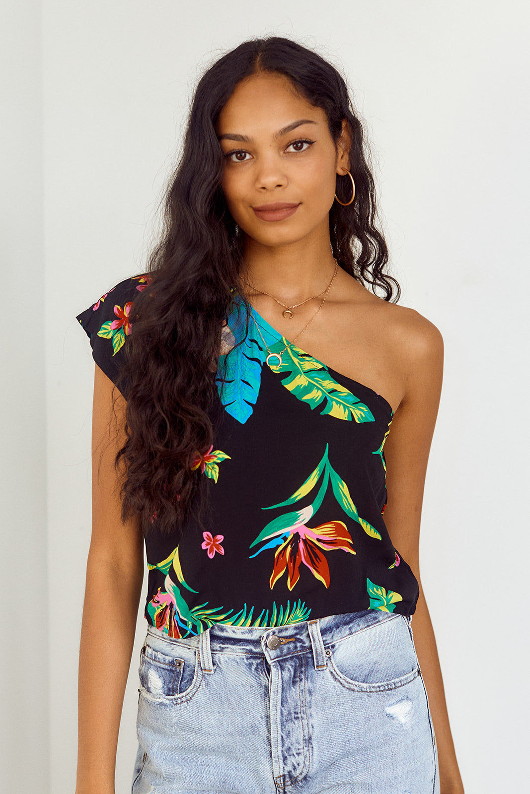 Naila One Shoulder Printed Blouse