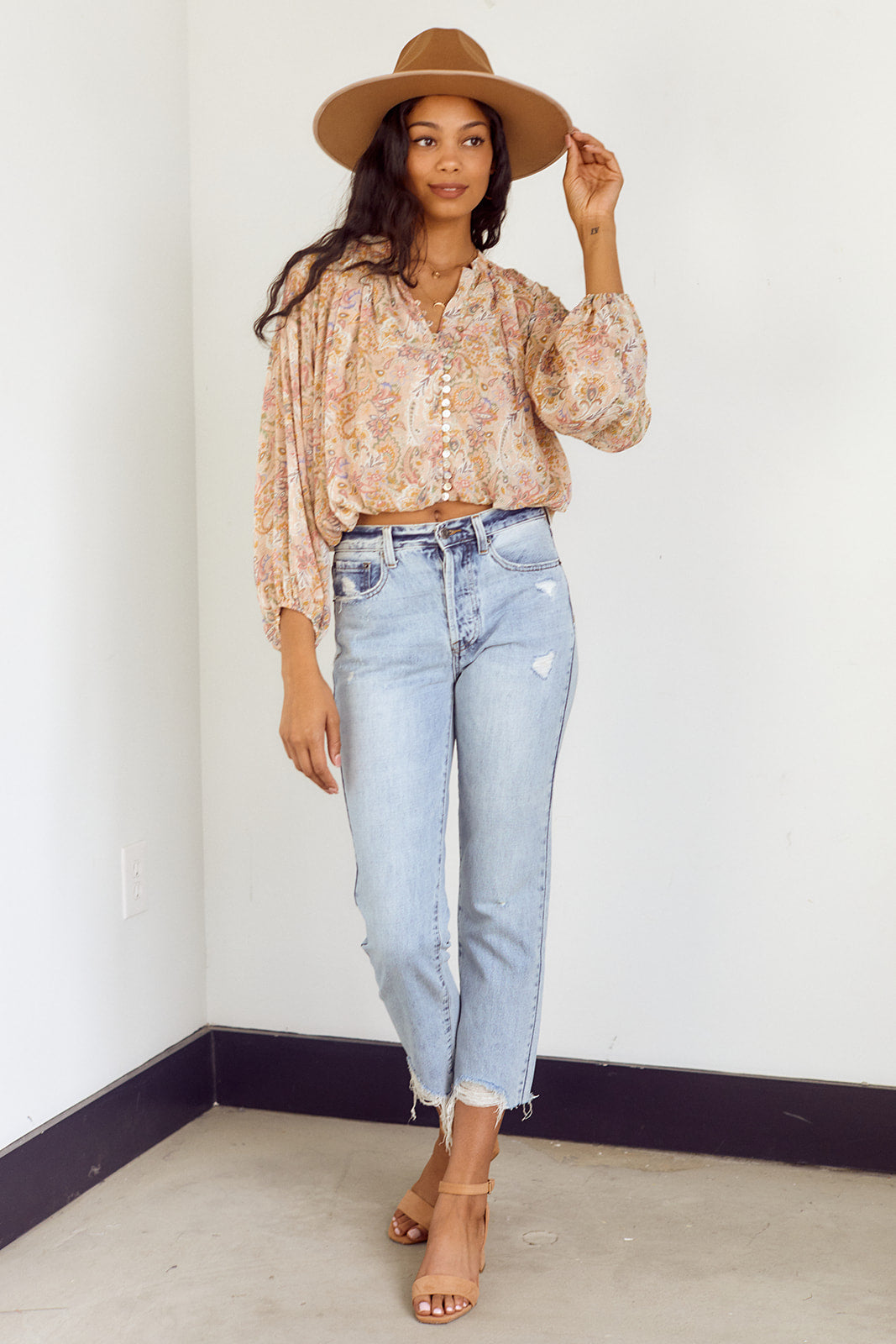 Cohen Paisley Button Front Blouse