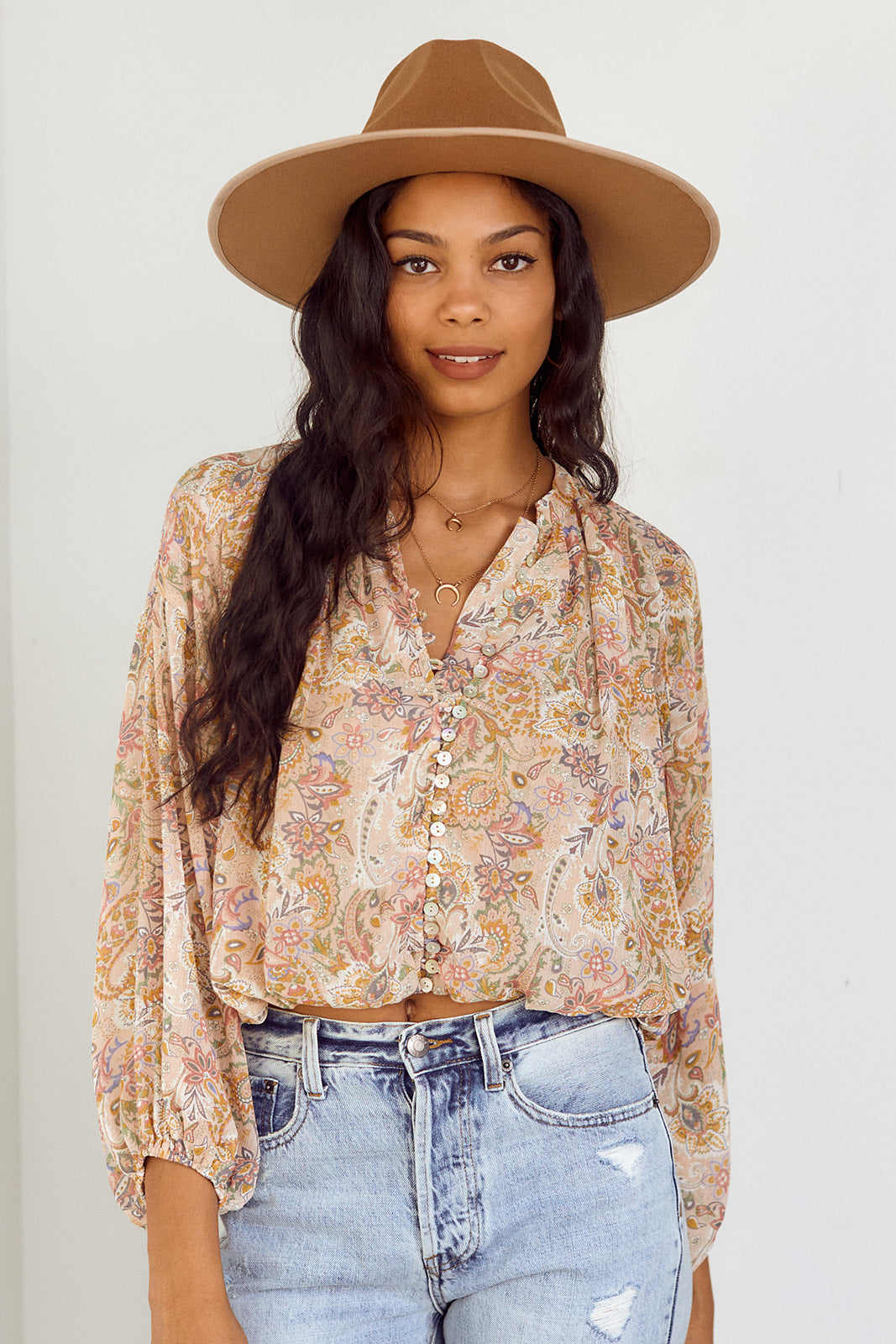 Cohen Paisley Button Front Blouse