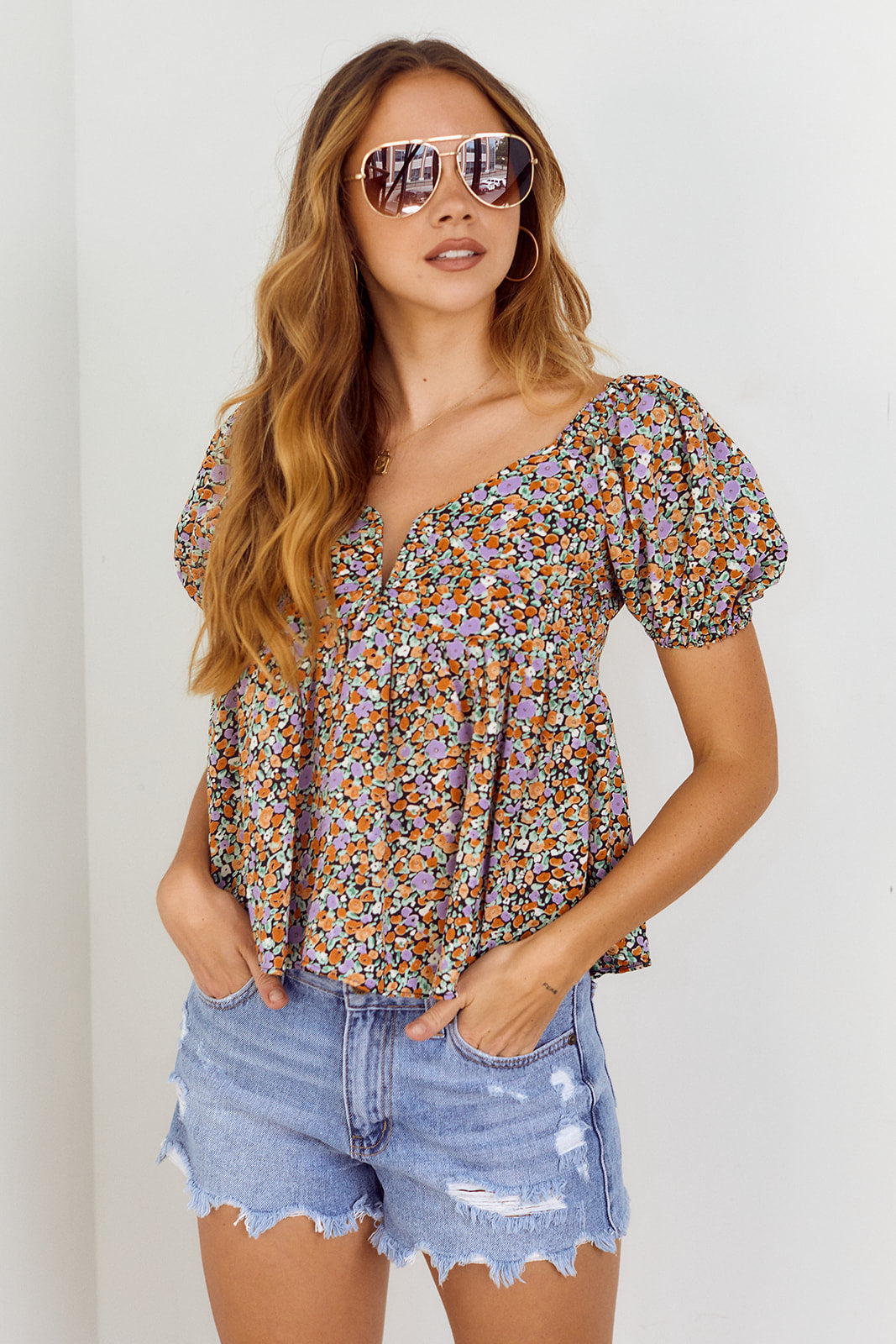 Sanchez Puff Sleeve Floral Blouse