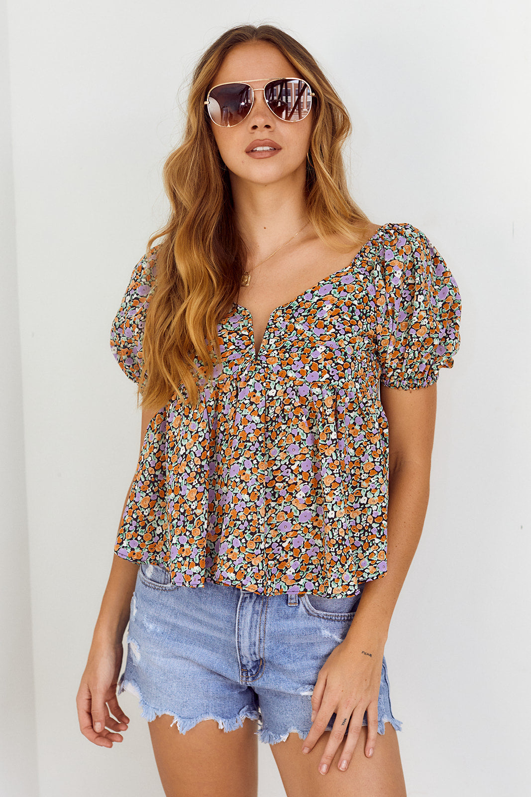 Sanchez Puff Sleeve Floral Blouse