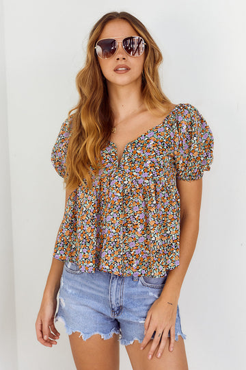 Sanchez Puff Sleeve Floral Blouse