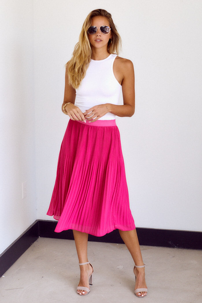 Penn Pleated Flare Midi Skirt