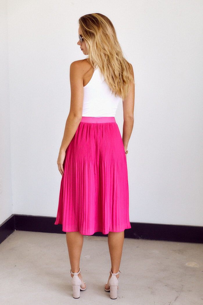 Penn Pleated Flare Midi Skirt