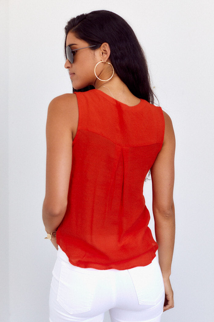 Sidney Tie Front Sleeveless Blouse