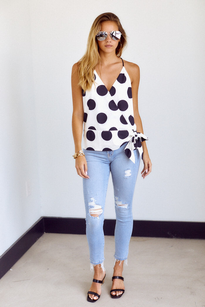 Anniston Polka Dot Sleeveless Blouse
