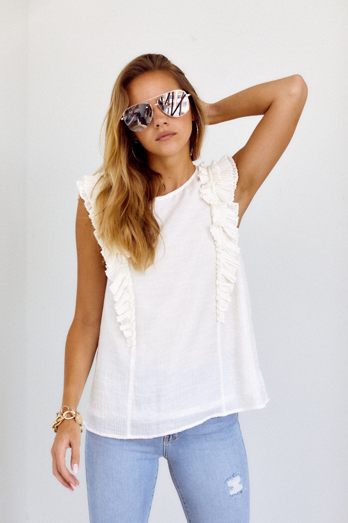 Dakota Ruffle Detail Sleeveless Blouse