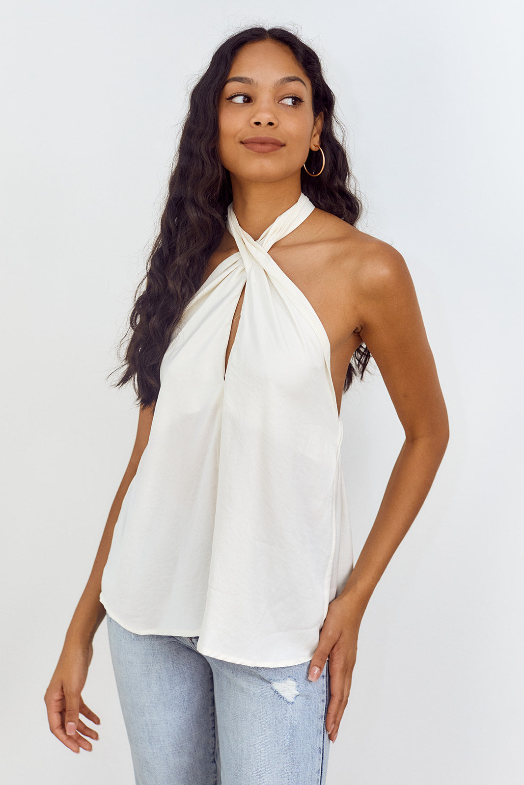 Bristol Twist Front Halter Blouse
