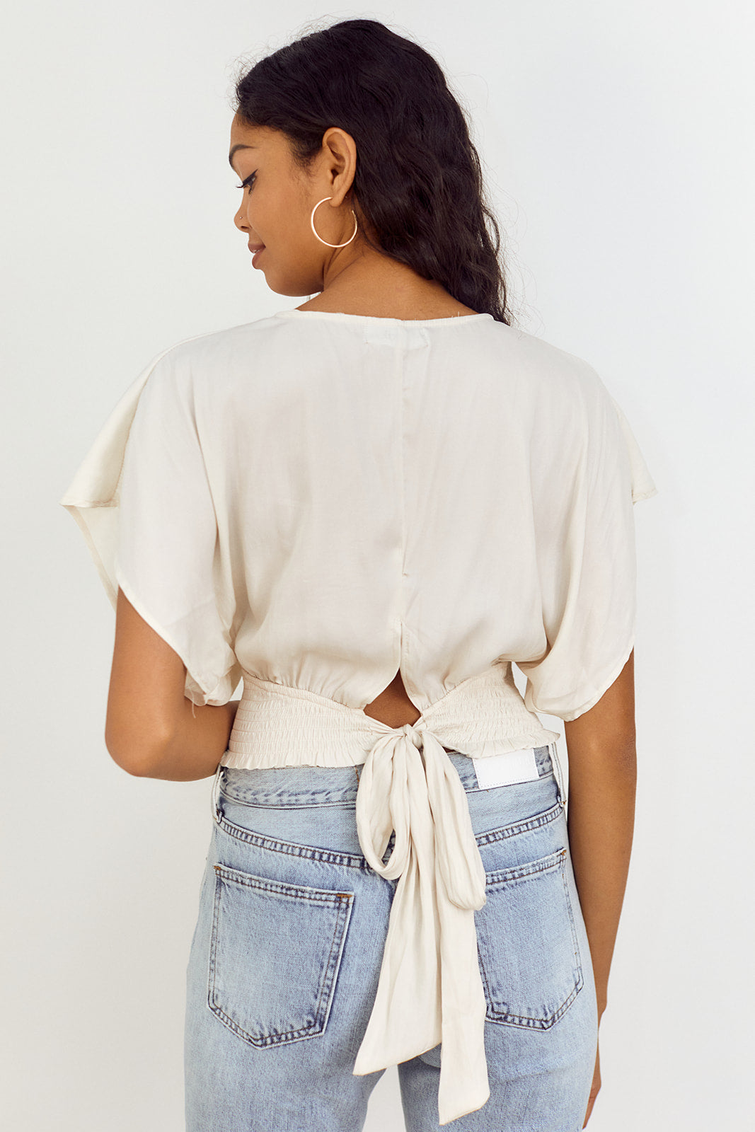 Libbie Smocked Waist Dolman Sleeve Blouse