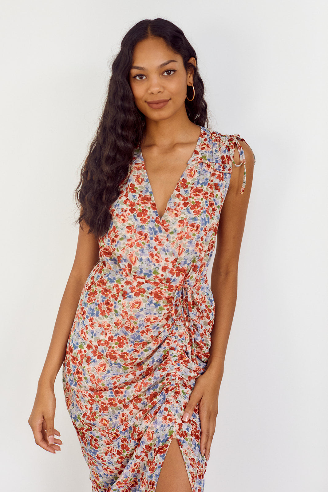 Laken Ruched Detail Floral Dress