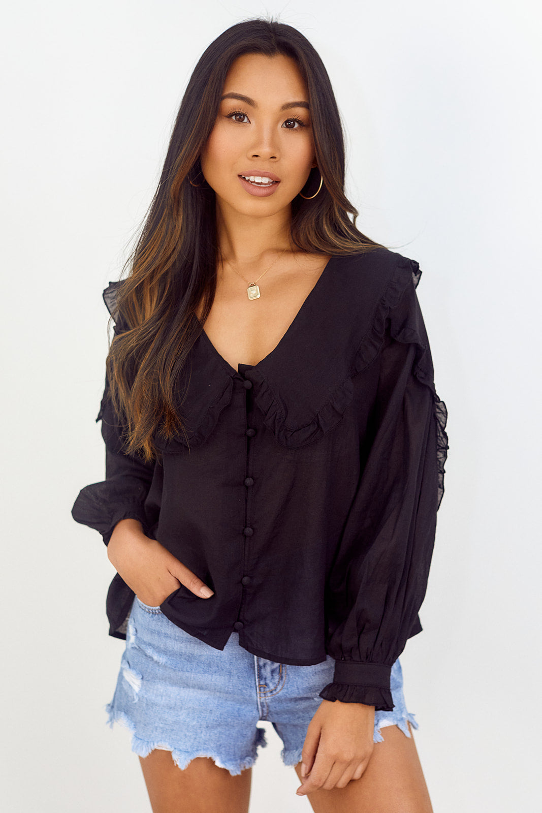 Ronni Oversized Collar Blouse