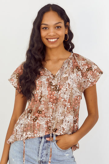 Murray Short Sleeve Floral Printed Blouse