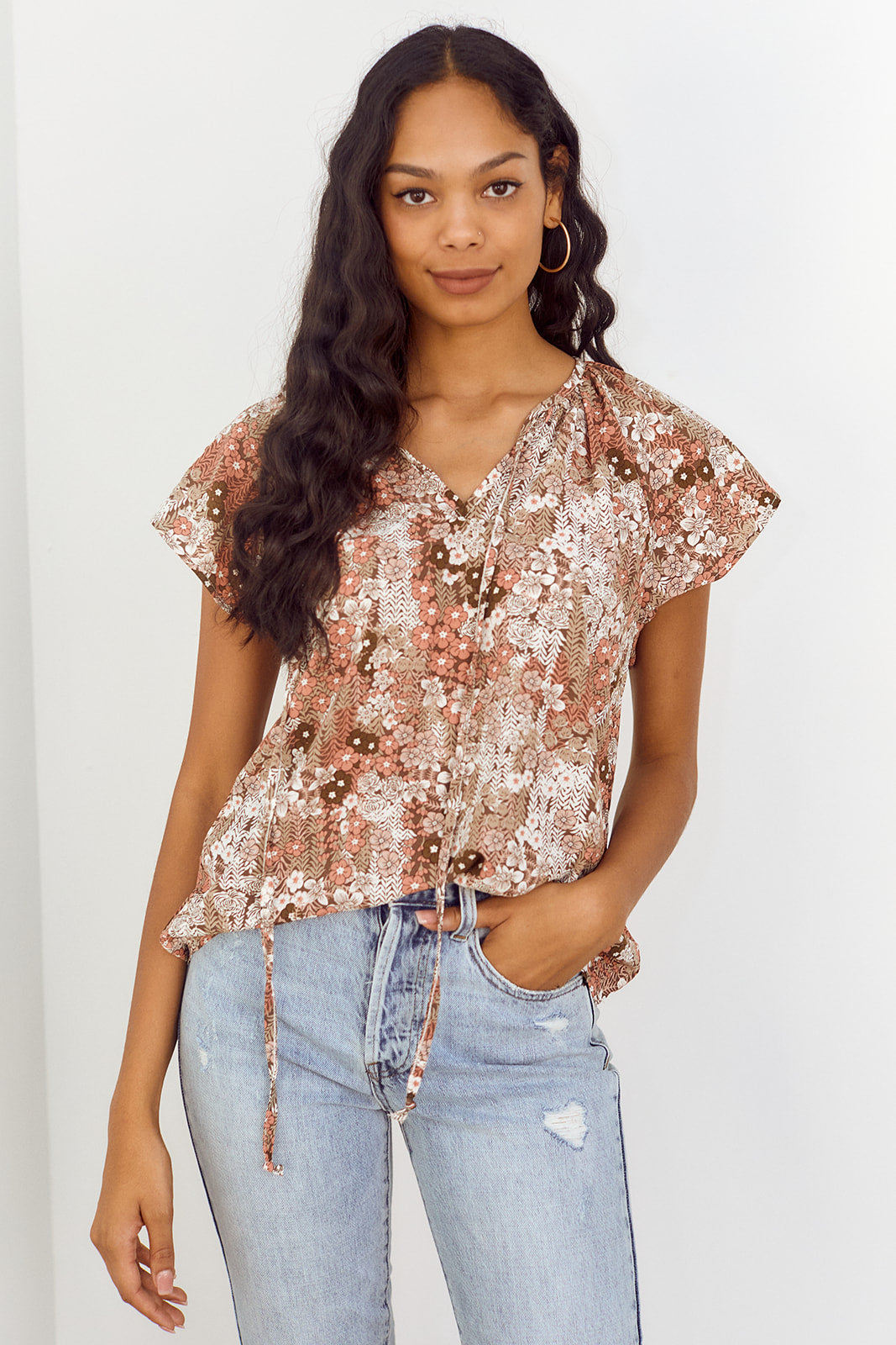 Murray Short Sleeve Floral Printed Blouse