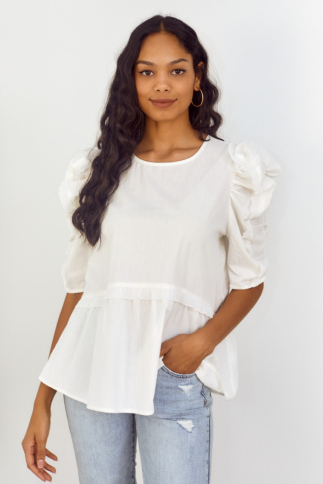 Tuscany Puff Sleeve Babydoll Blouse