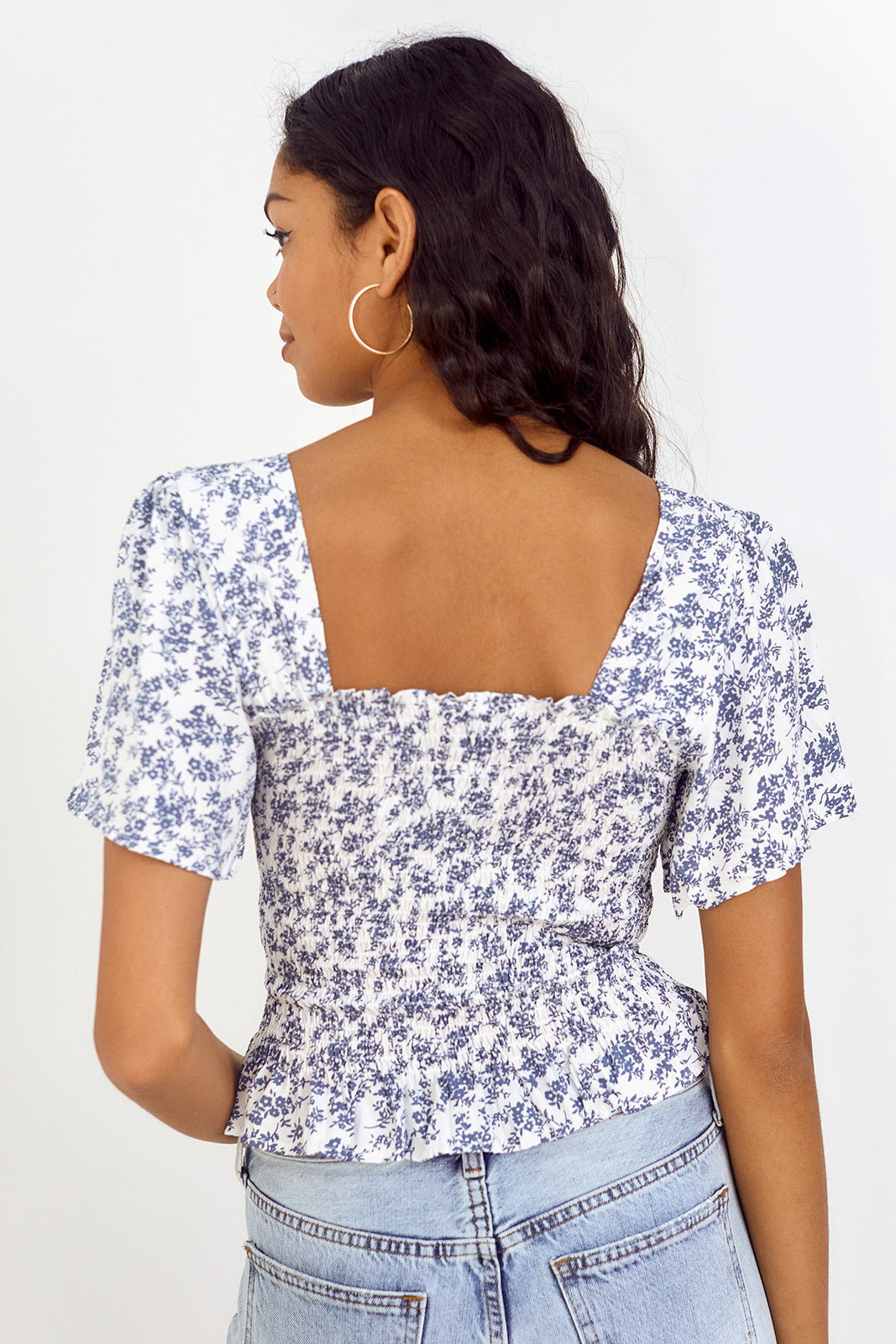 Ives Floral Printed Smocked Blouse